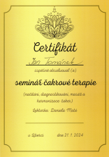 Certifikát Čakrová terapie