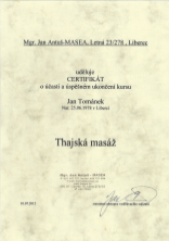 Certifikát Thajská masáž