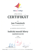 Certifikát Indická masáž hlavy